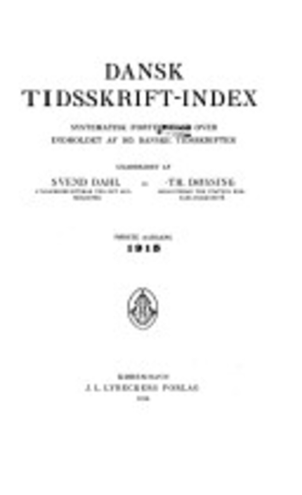 Cover für Dansk tidsskrift index