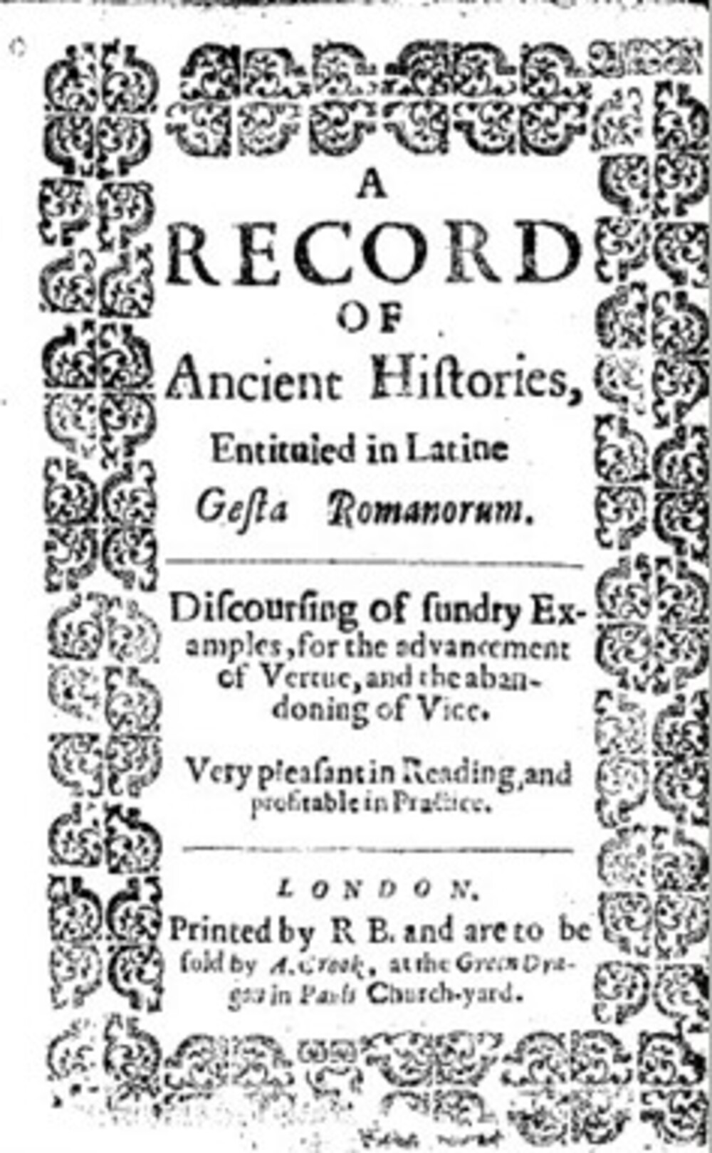 Cover für A record of ancient histories entituled in l atine, Gesta Romanorum