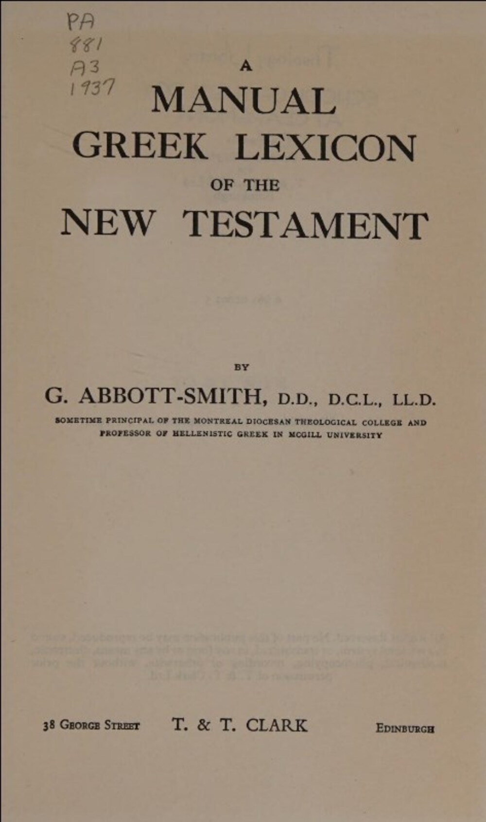Cover für A manual Greek lexicon of the New Testament