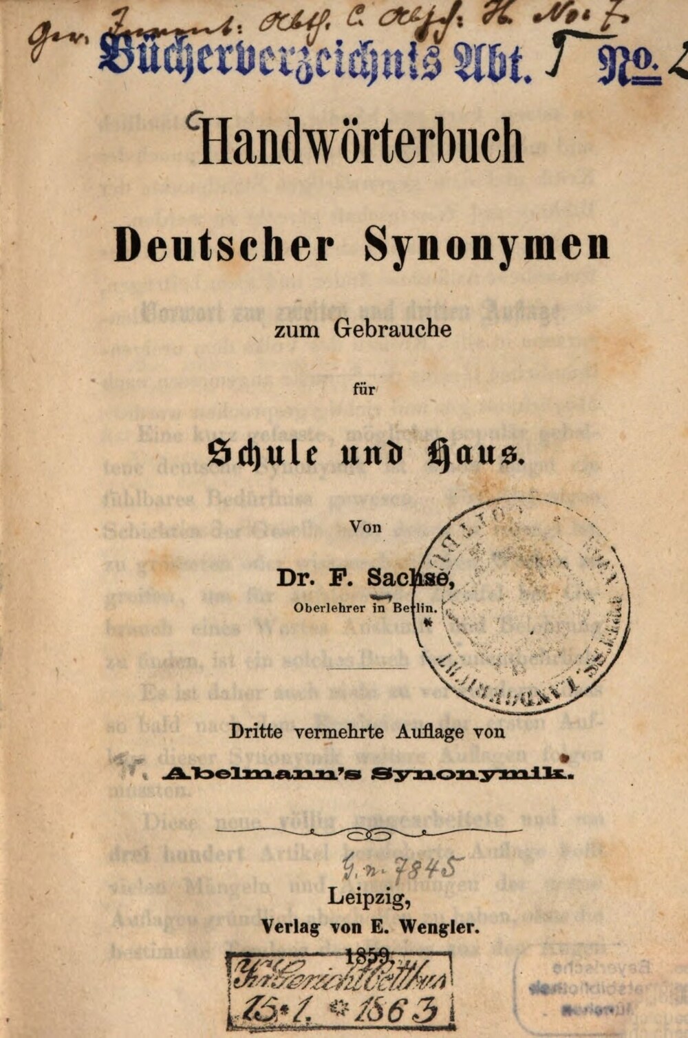 Cover für Handwörterbuch deutscher Synonymen