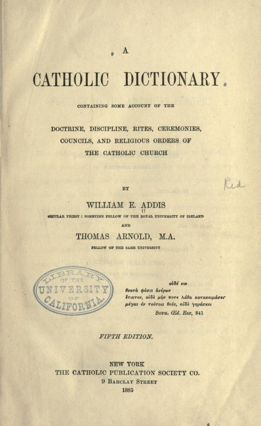Cover für A catholic dictionary