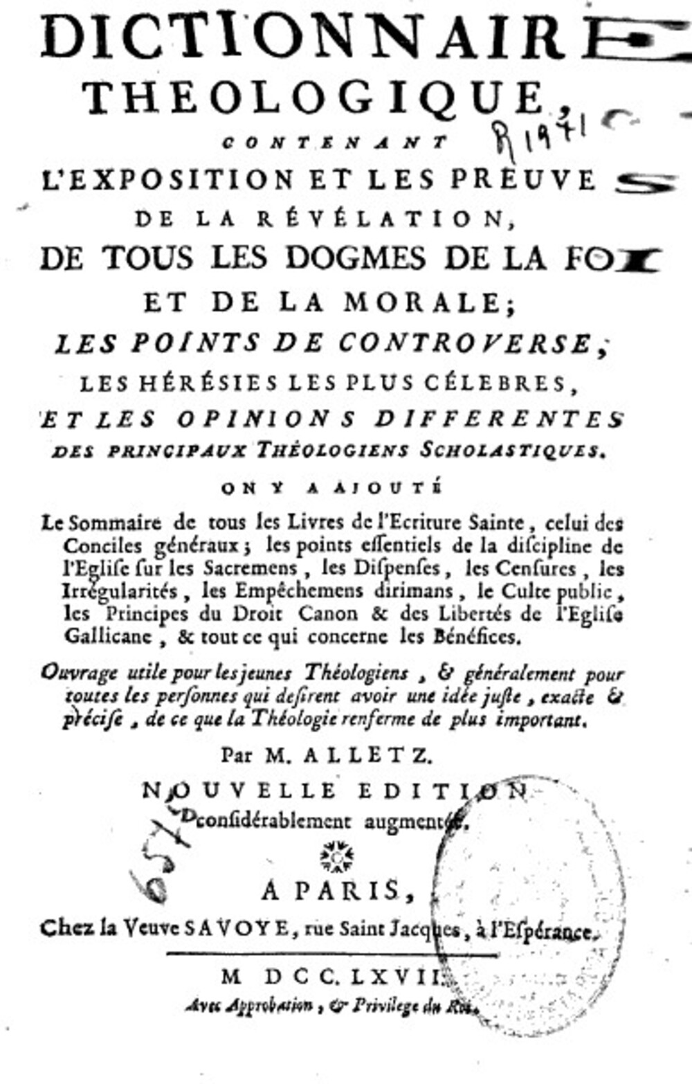 Cover für Dictionnaire théologique