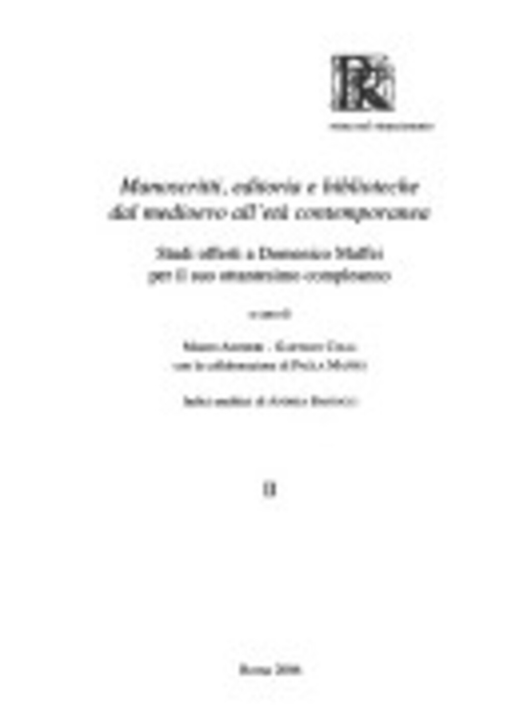 Cover für Manoscritti, editoria e biblioteche dal medioevo all'età contemporanea
