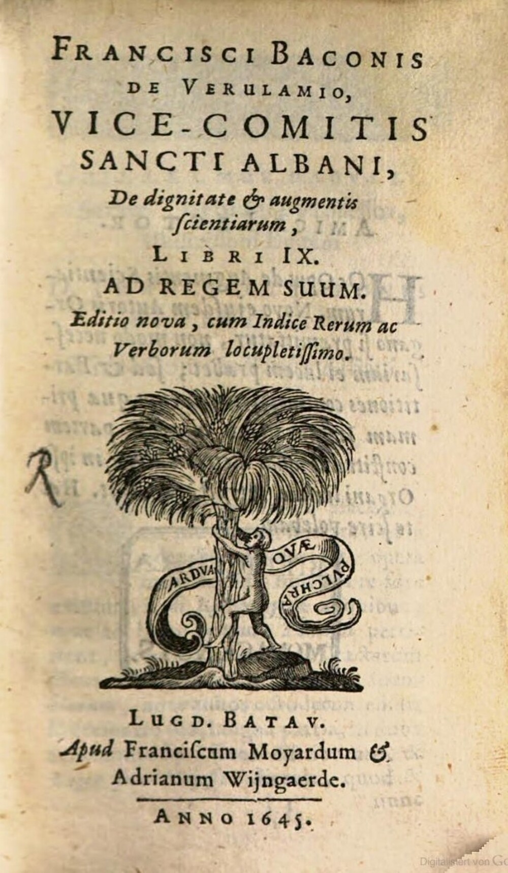 Cover für De dignitate & augmentis scientiarum, libri IX