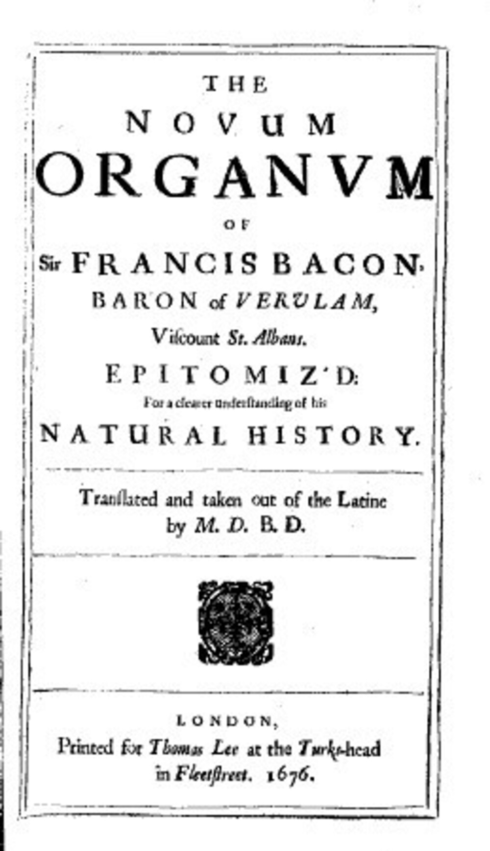 Cover für The novum organum