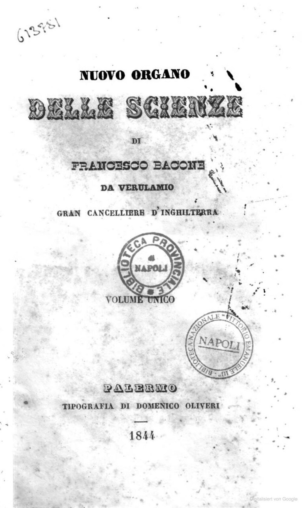 Cover für Nuovo organo delle scienze