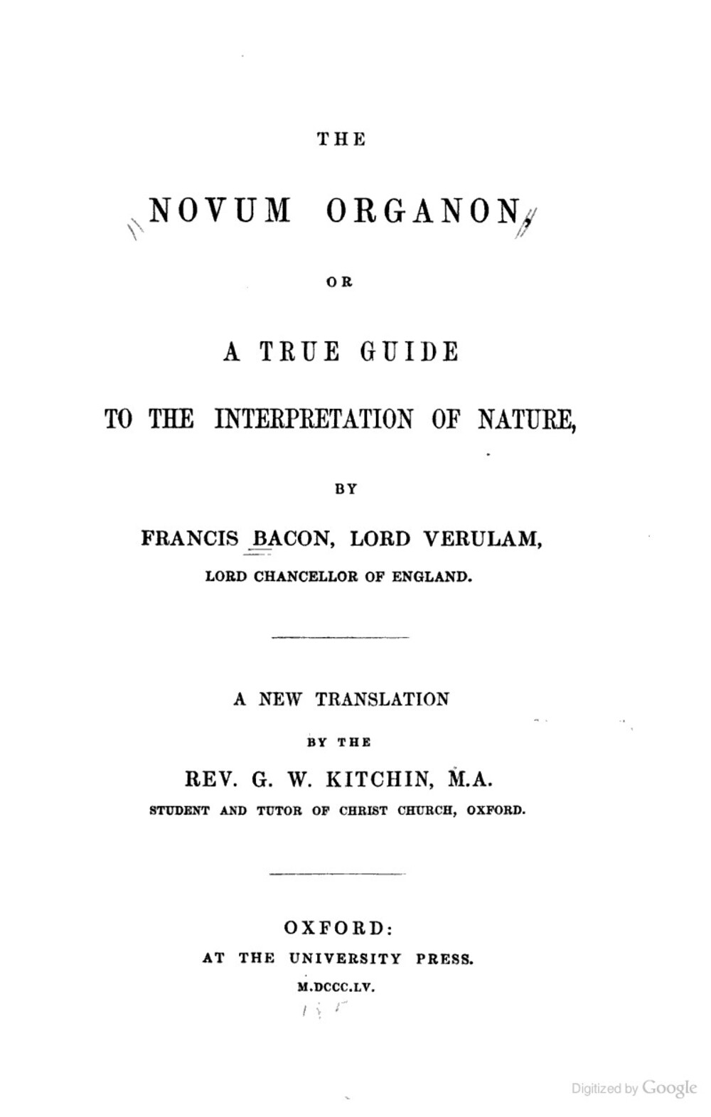 Cover für The novum organum