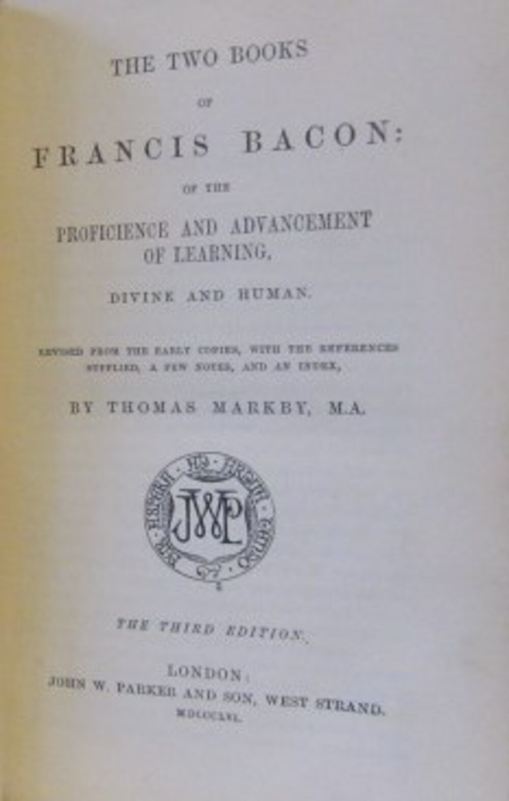 Cover für The two books of Francis Bacon