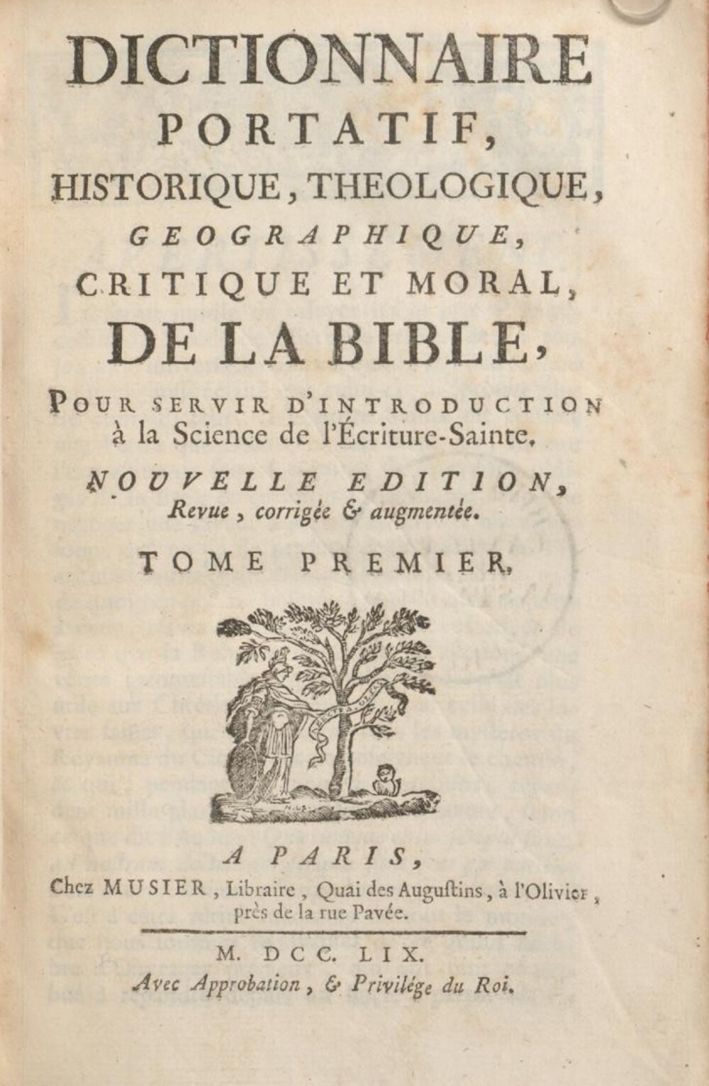 Cover für Dictionnaire portatif, historique, theologique, geographique, critique & moral de la bible