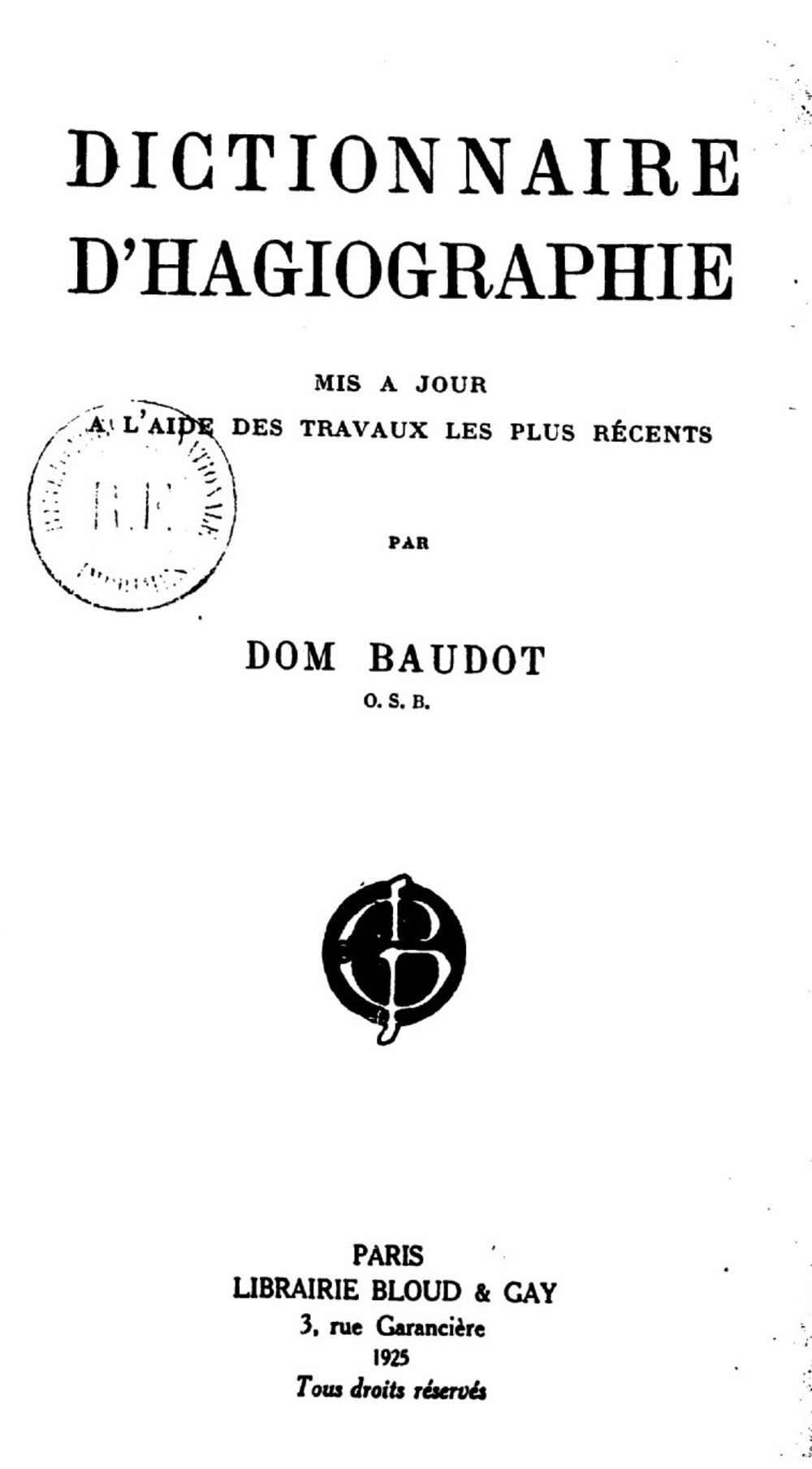 Cover für Dictionnaire d'hagiographie