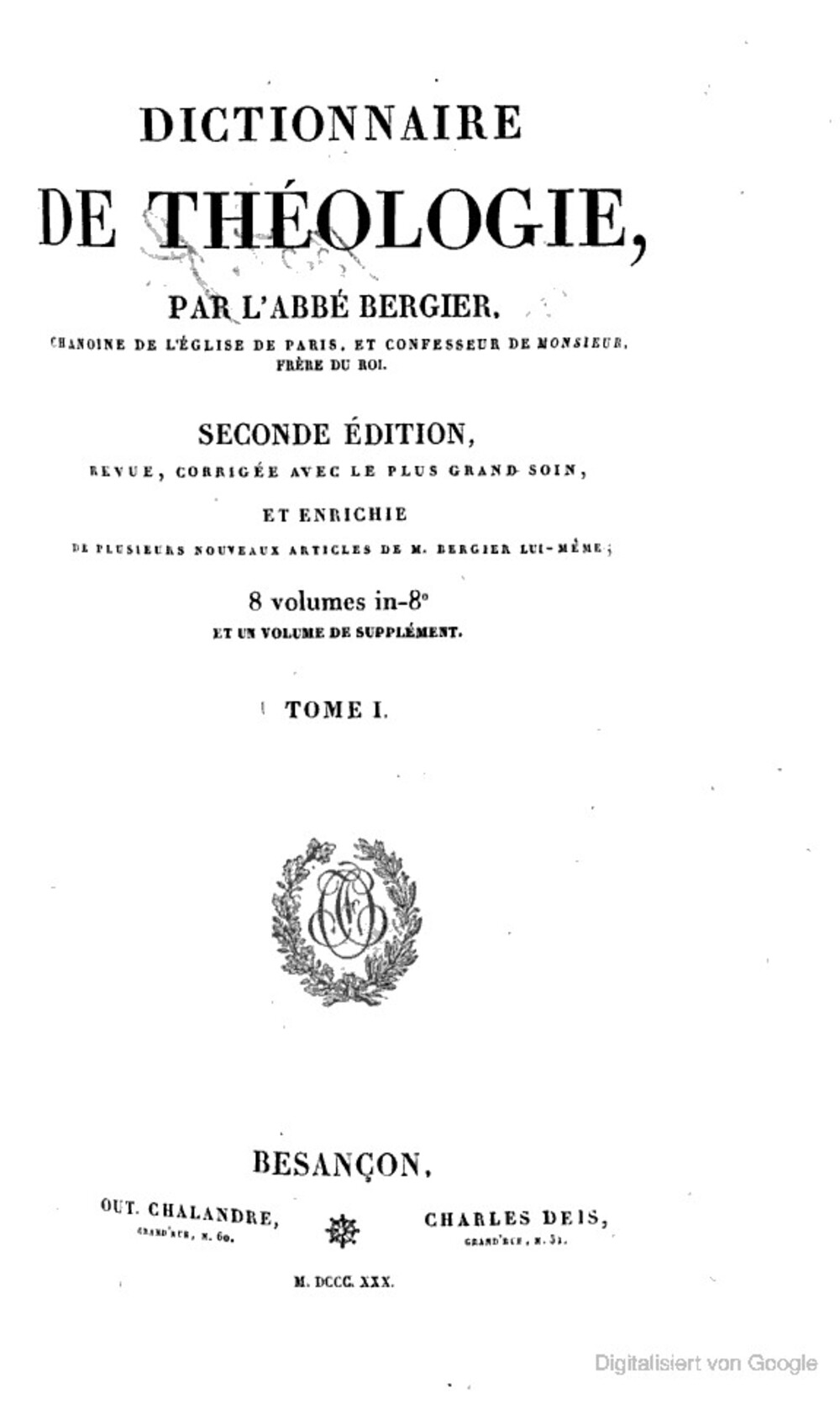 Cover für Dictionnaire de théologie