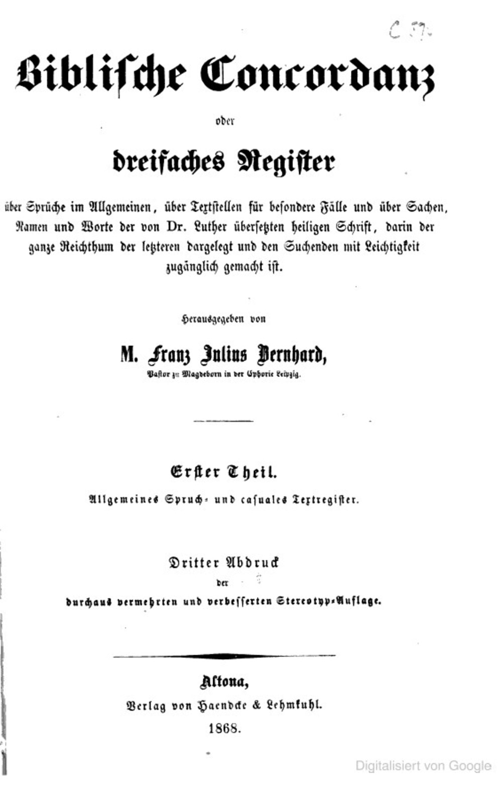 Cover für Biblische Concordanz