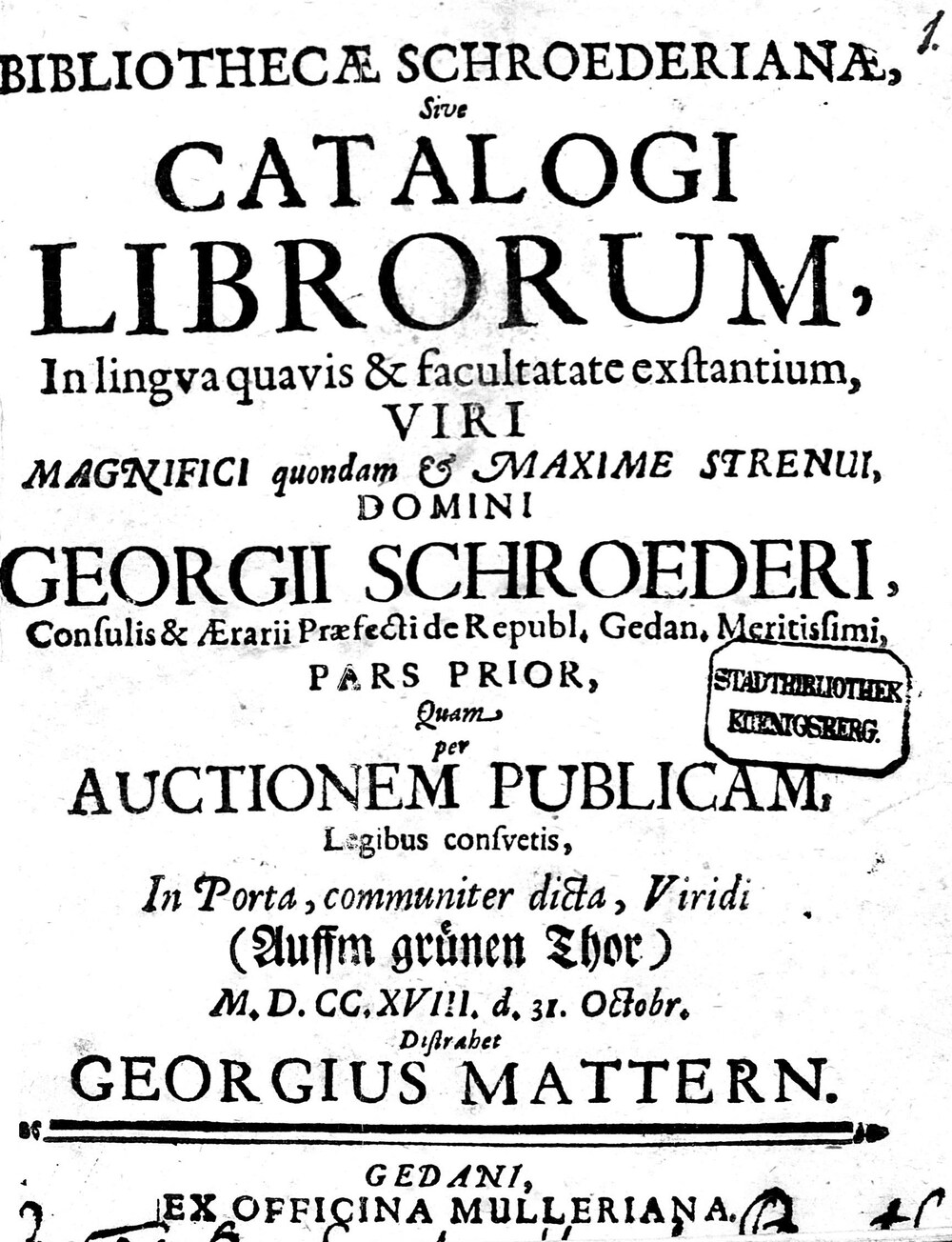 Cover für Bibliothecae Schroederianae