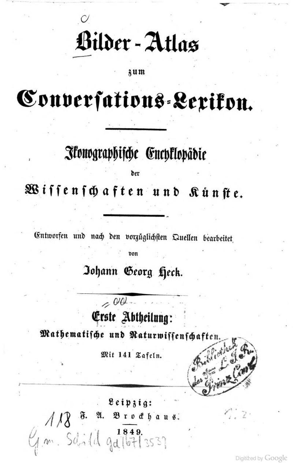 Cover für Bilder-Atlas zum Conversations-Lexikon