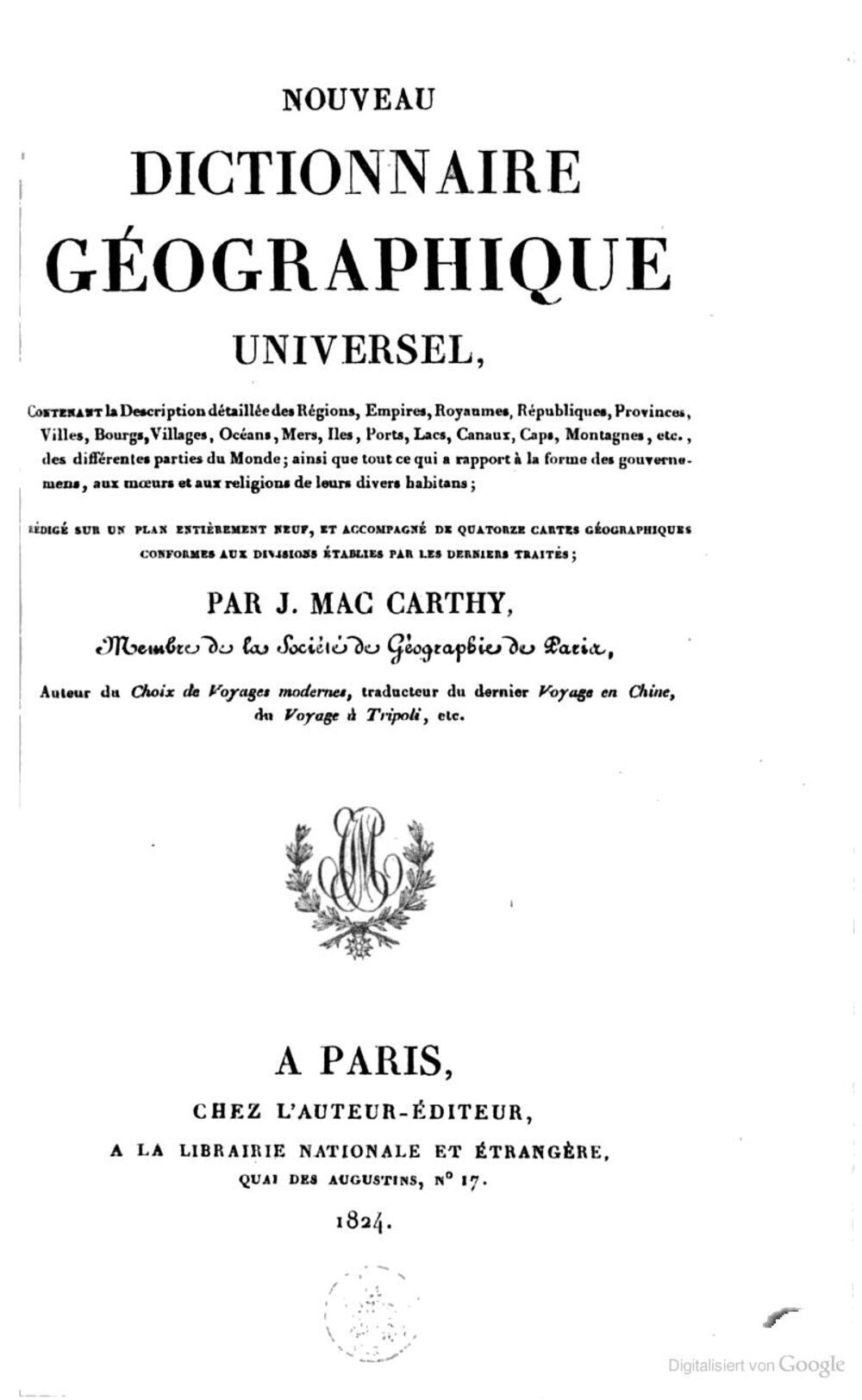 Cover für Nouveau dictionnaire géographique universel