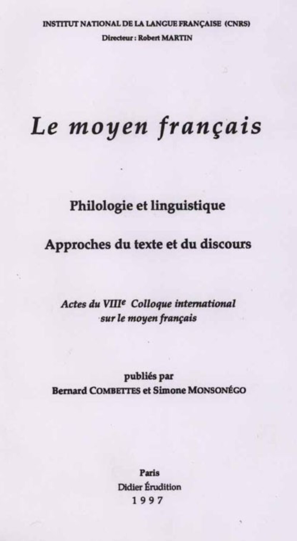 Cover für Le moyen français