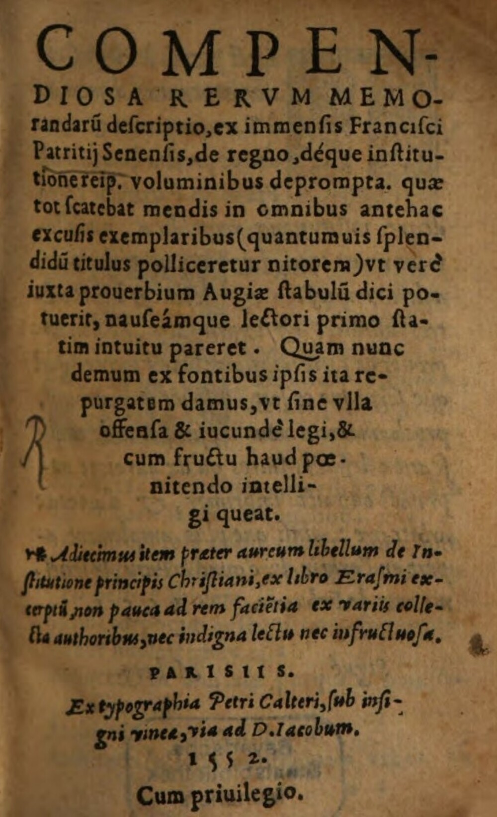 Cover für De institutione principis christiani ex libro Erasmi brevis collectio