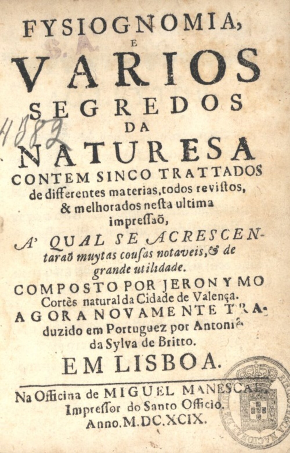 Cover für Fysiognomia e varios segredos da naturesa