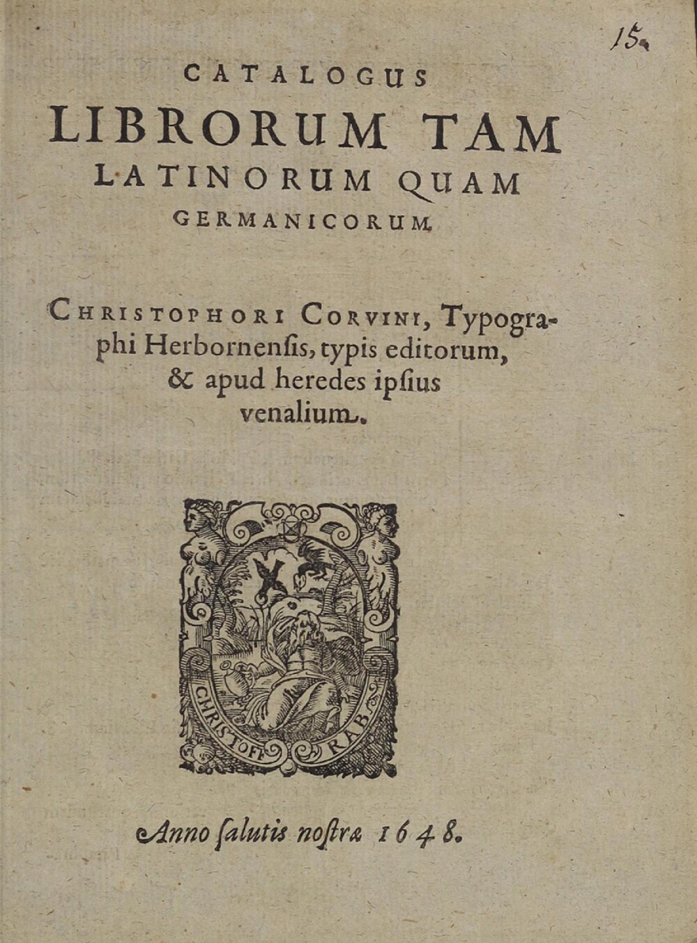 Cover für Catalogus librorum tam latinorum quam germanicorum