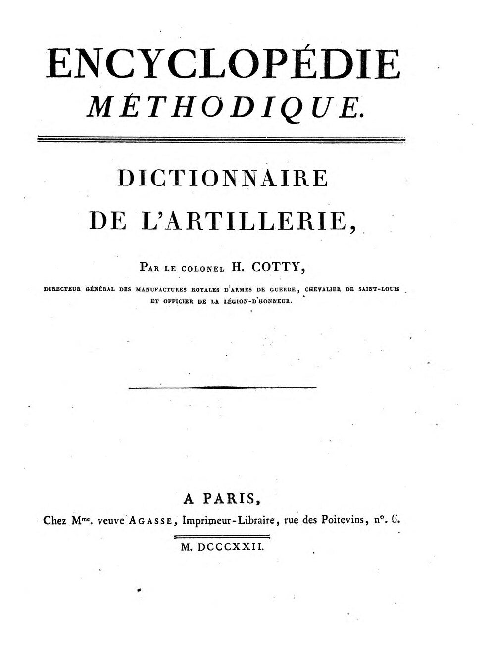Cover für Dictionnaire de l'artillerie
