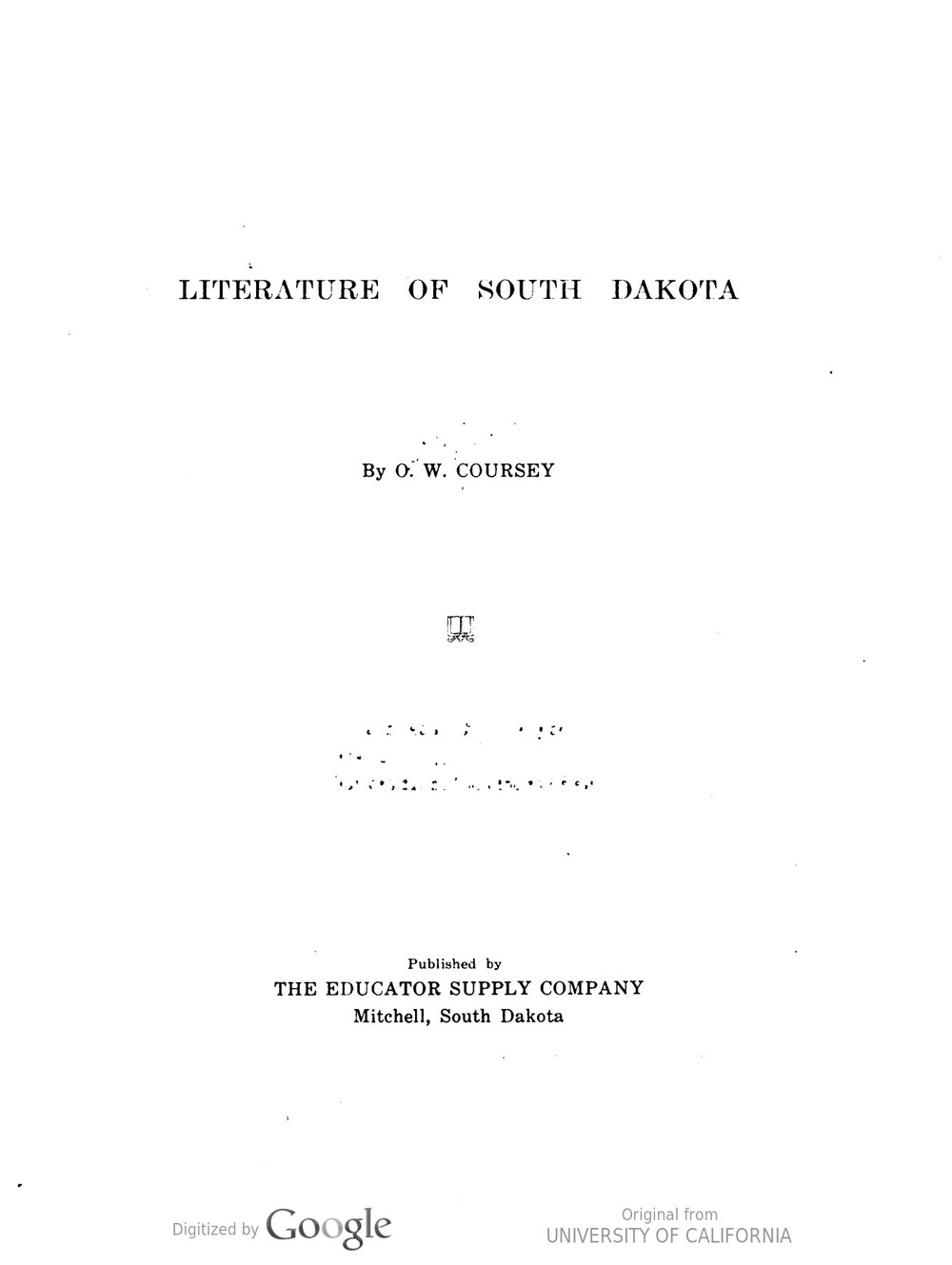 Cover für Literature of South Dakota