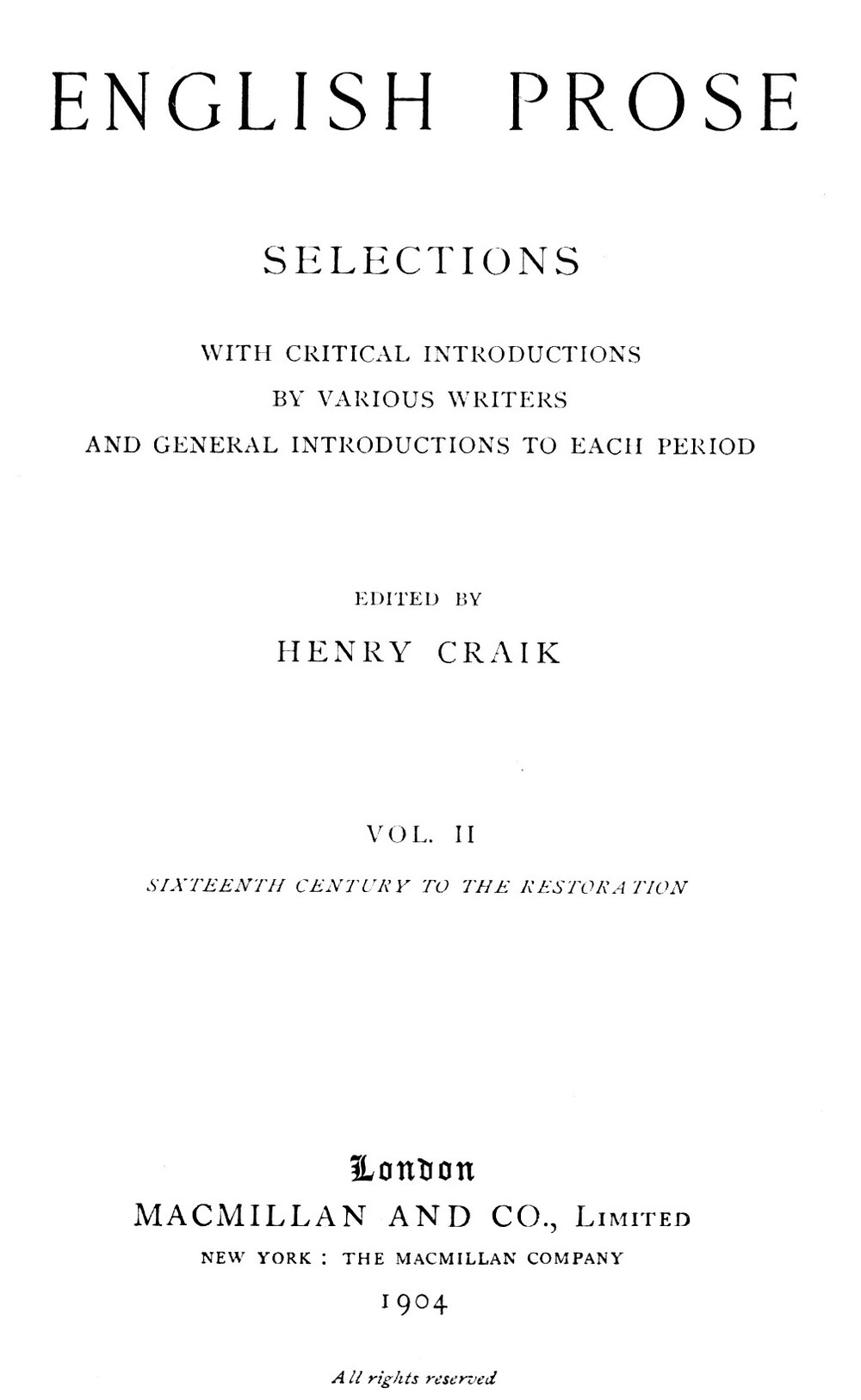 Cover für English prose