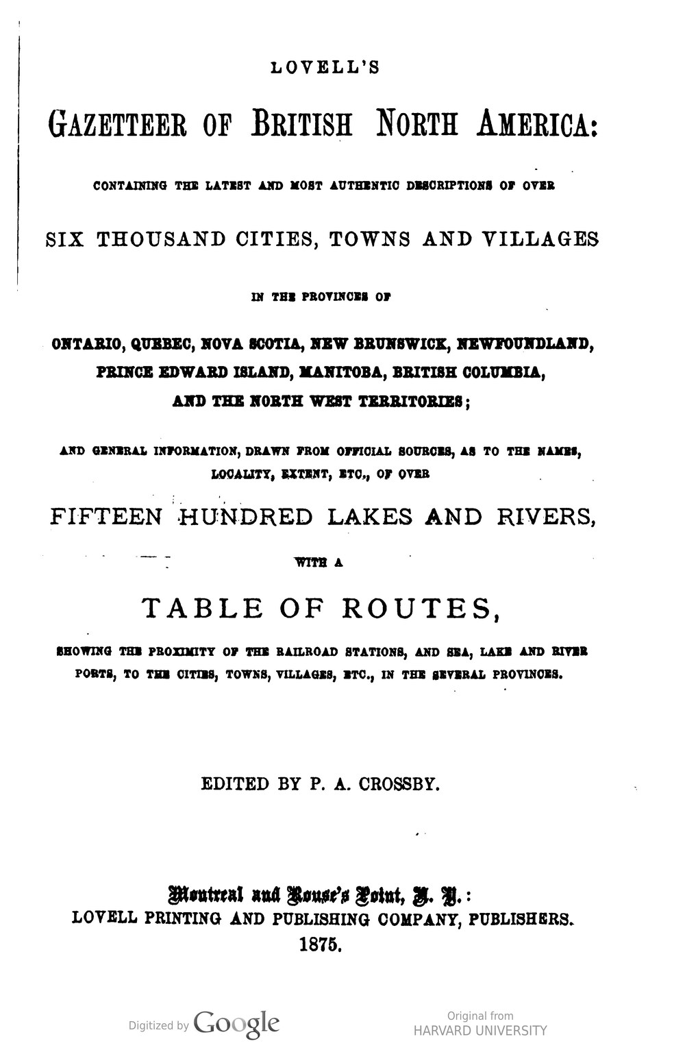 Cover für Lovell's gazetteer of British North America
