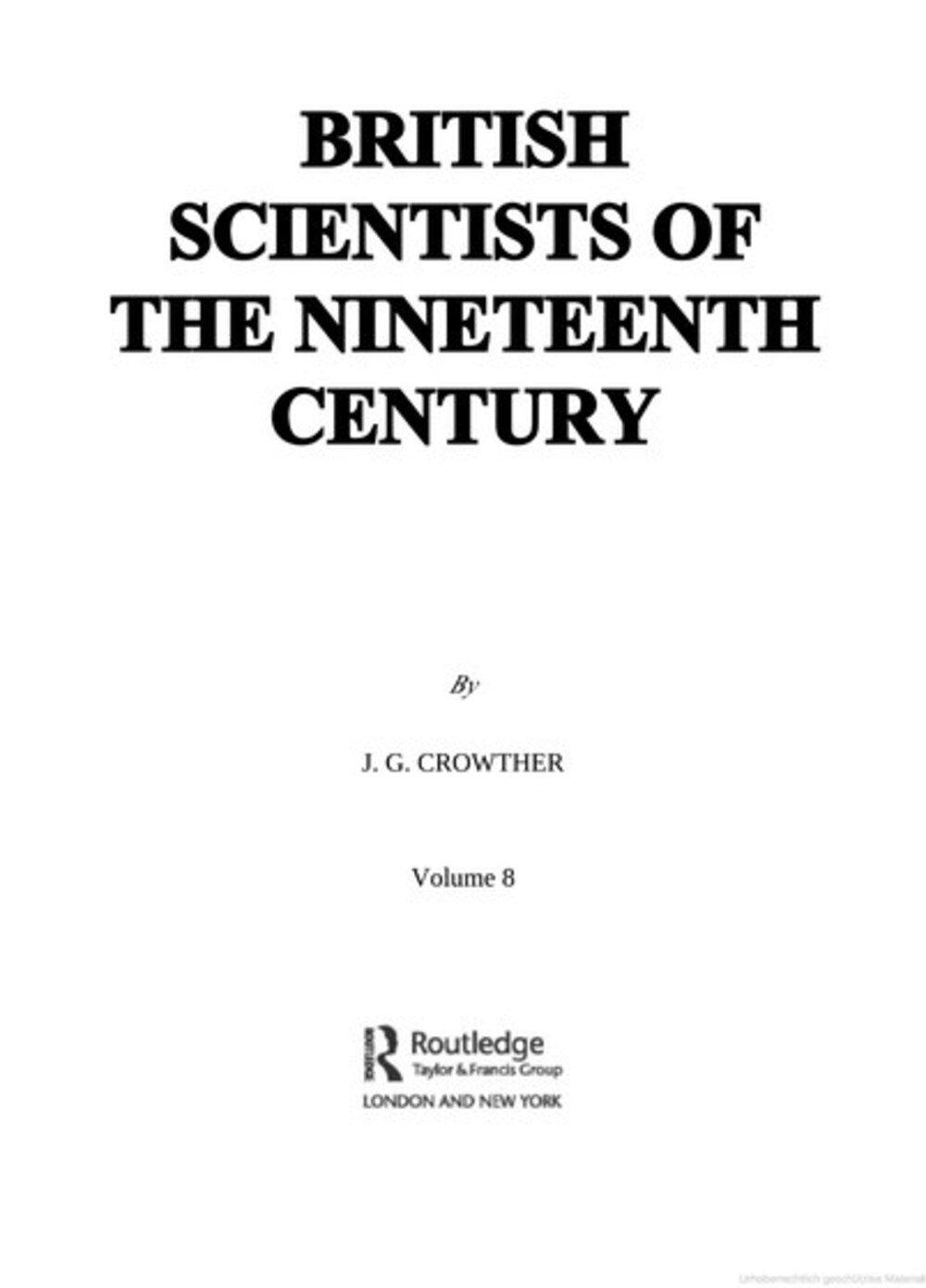 Cover für British scientists of the nineteenth century