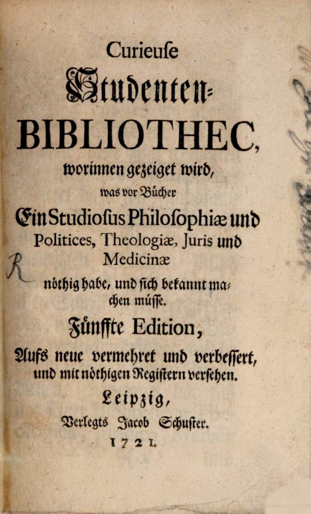 Cover für Curieuse Studenten-Bibliothec