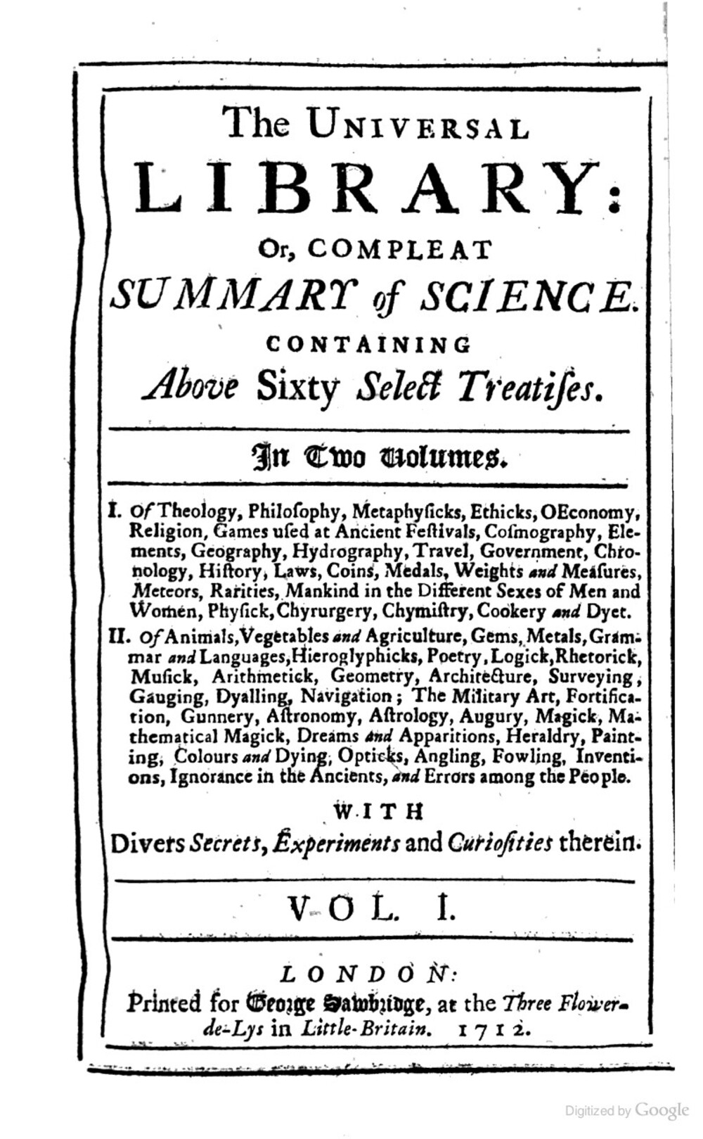 Cover für The universal library, or, compleat summary of science