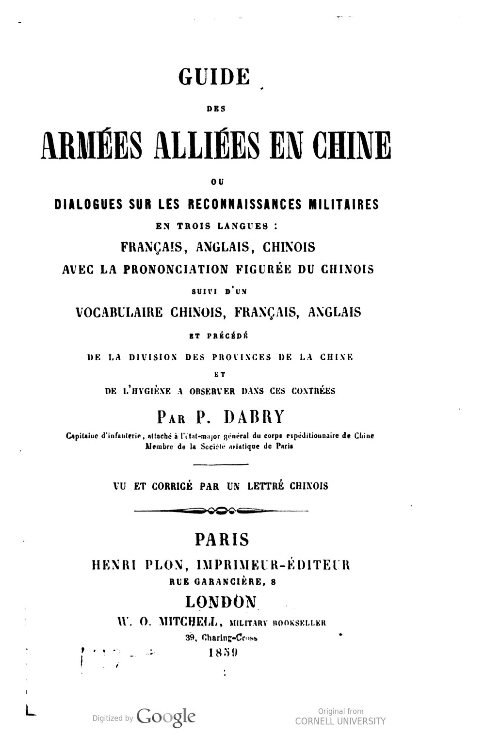 Cover für Guide des armees alliees en Chine