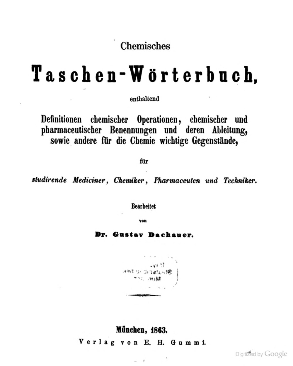 Cover für Chemisches Taschen-Wörterbuch