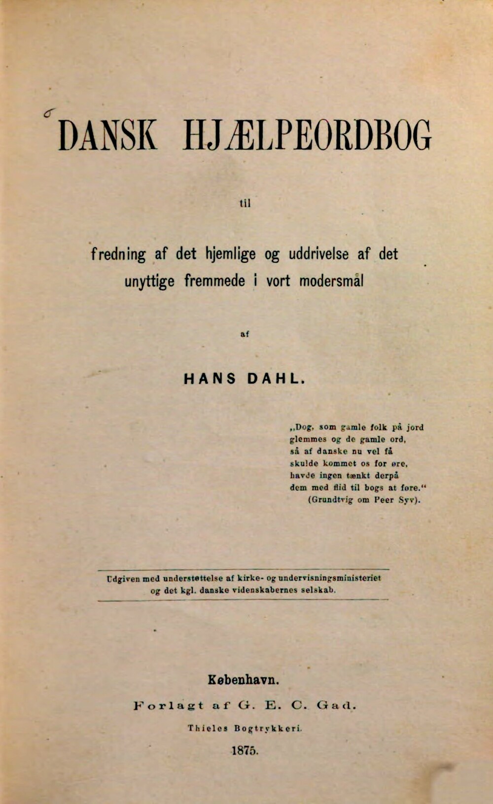 Cover für Dansk hjaelpeordbog