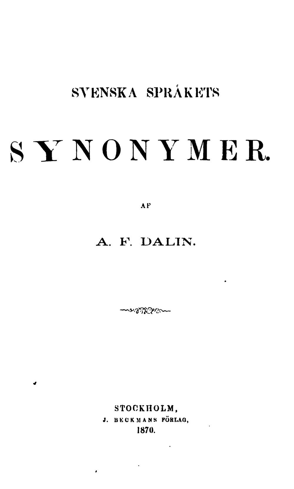 Cover für Svenska språkets synonymer