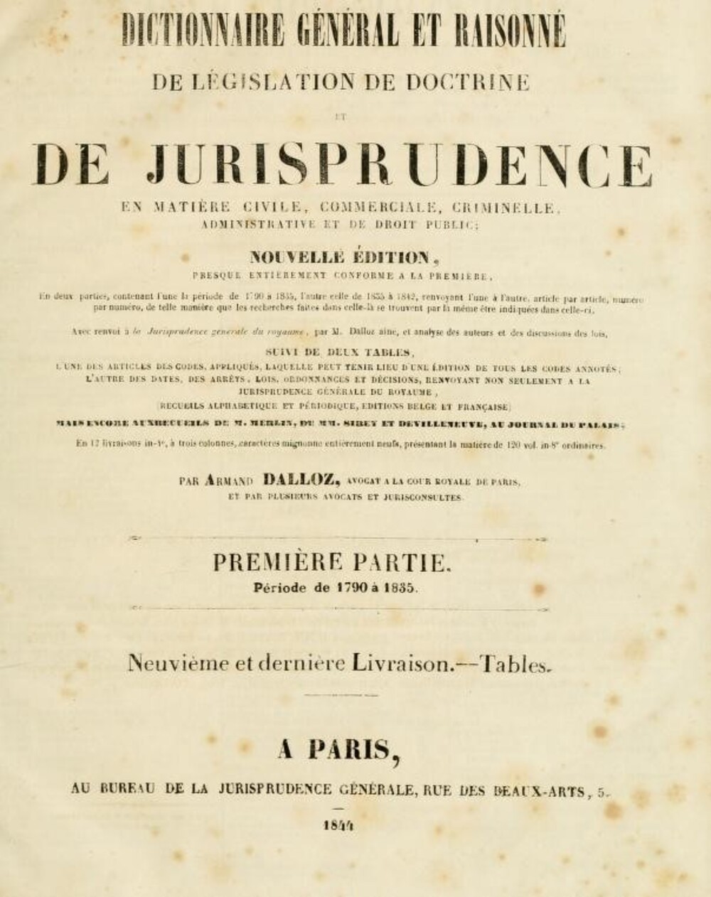 Cover für Dictionnaire général et raisonné de législation, de doctrine et de jurisprudence