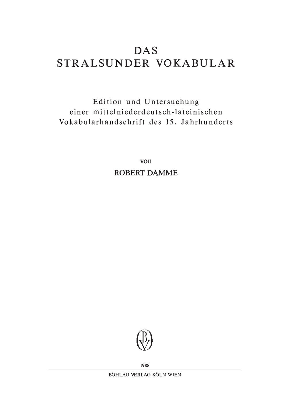 Cover für Das Stralsunder Vokabular