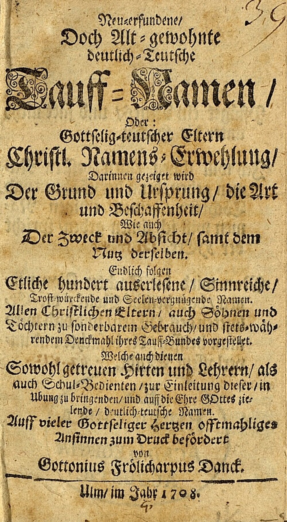 Cover für Neu-erfundene, Doch Alt-gewohnte deutlich-Teutsche Tauff-Namen