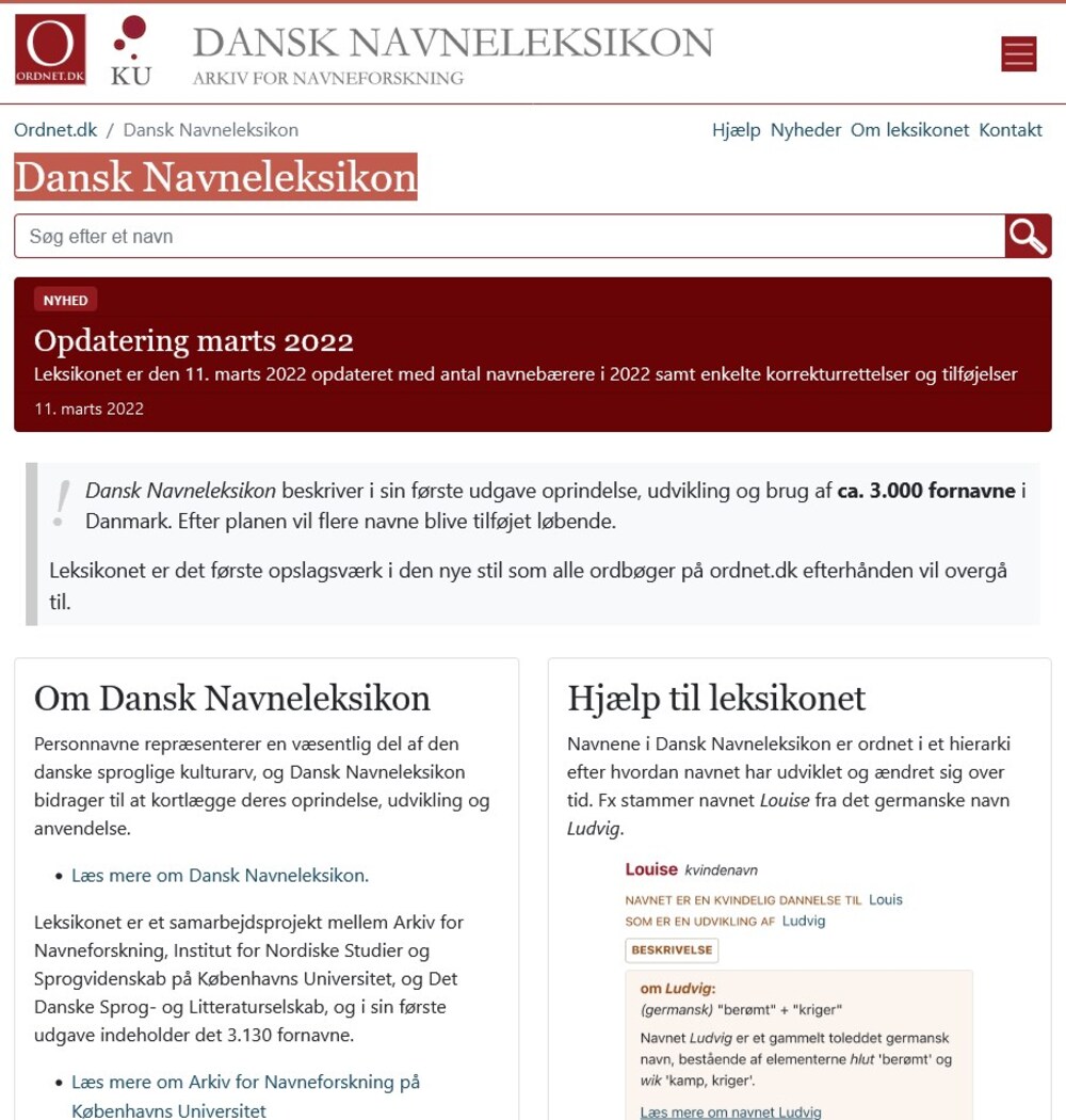 Cover für Dansk Navneleksikon