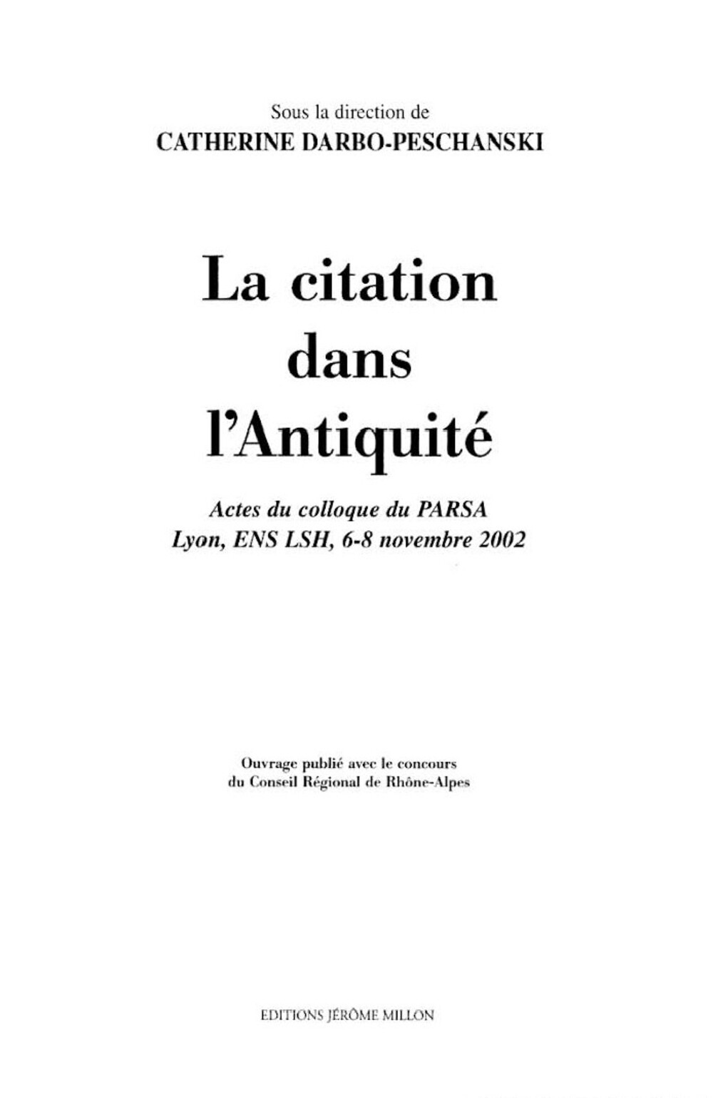 Cover für La citation dans l'antiquité