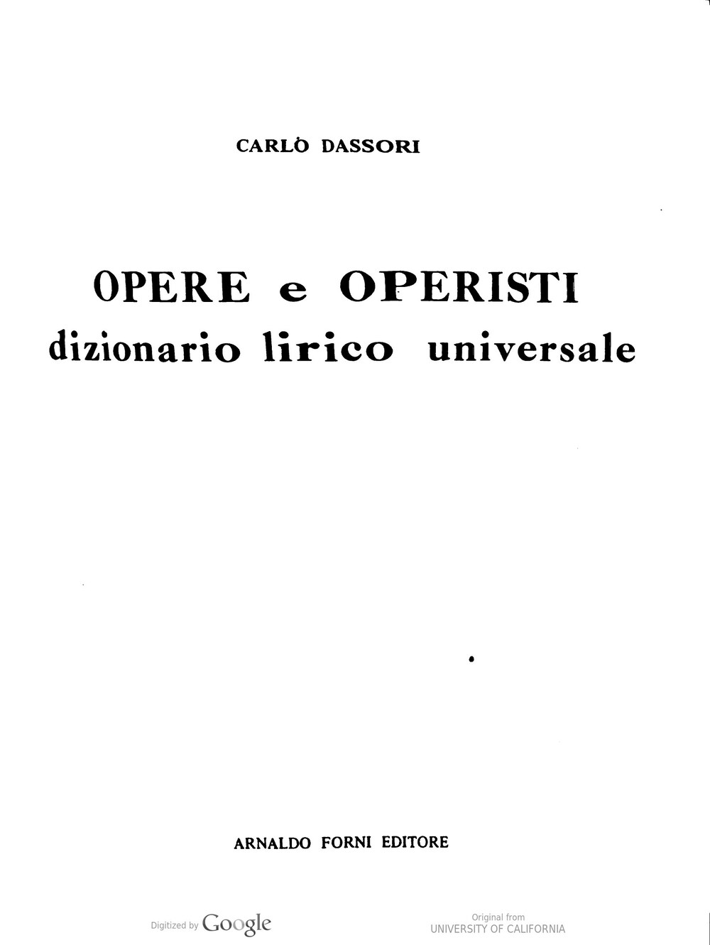 Cover für Opere e operisti