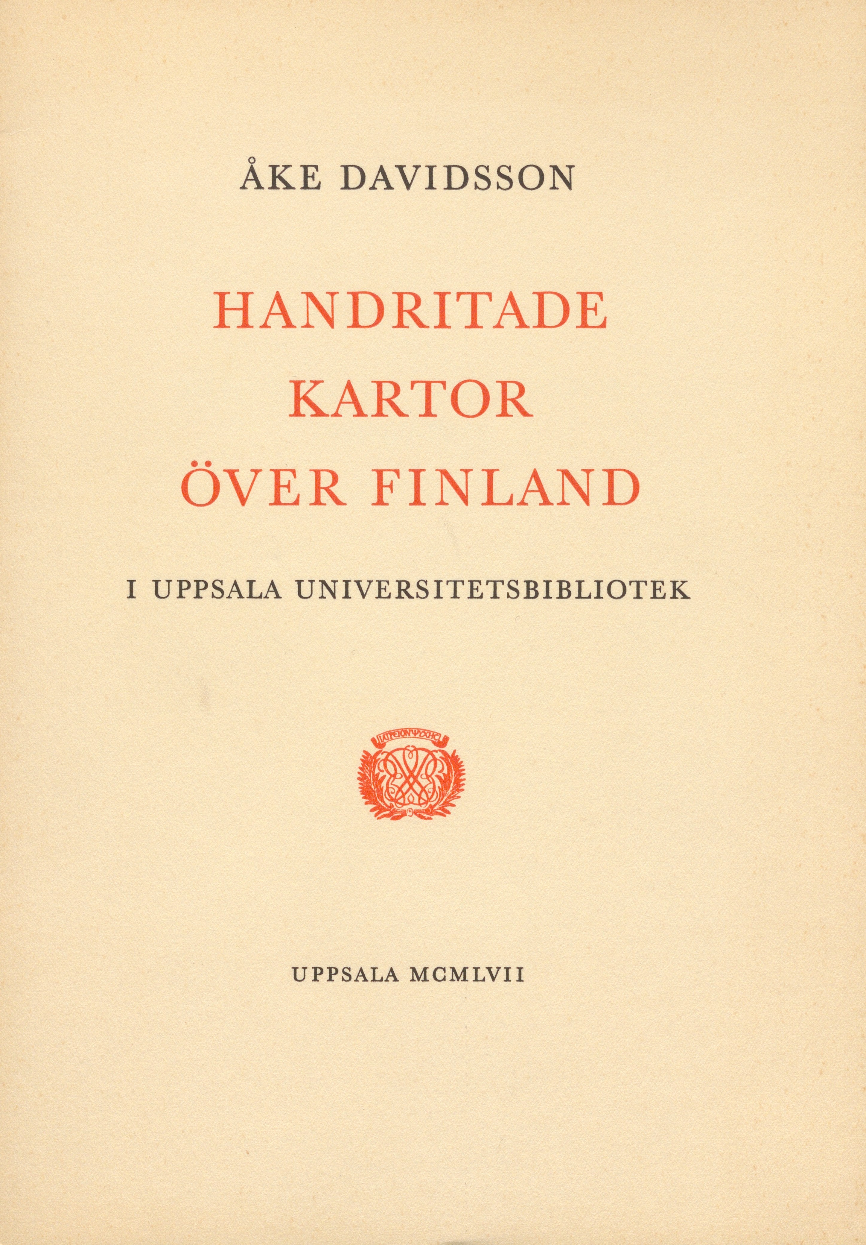 Cover für Handritade kartor över Finland i Uppsala universitetsbibliotek
