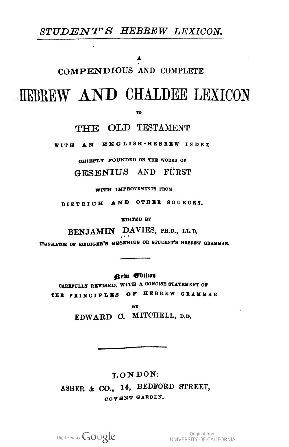Cover für Student's Hebrew lexicon