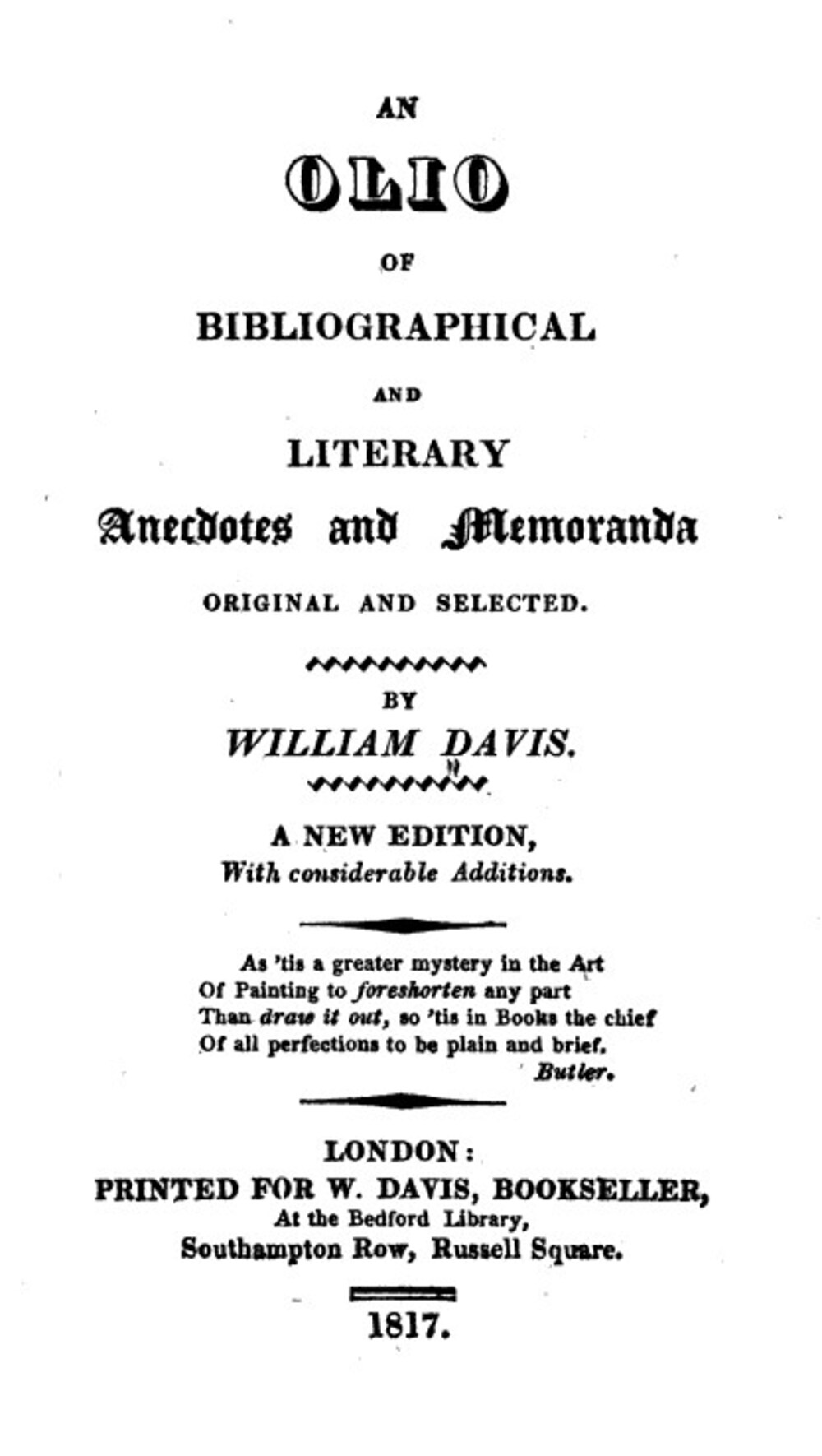 Cover für An olio of bibliographical and literary anecdotes and memoranda