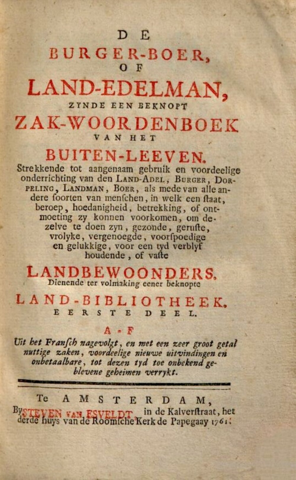 Cover für De burger-boer, of land-edelman