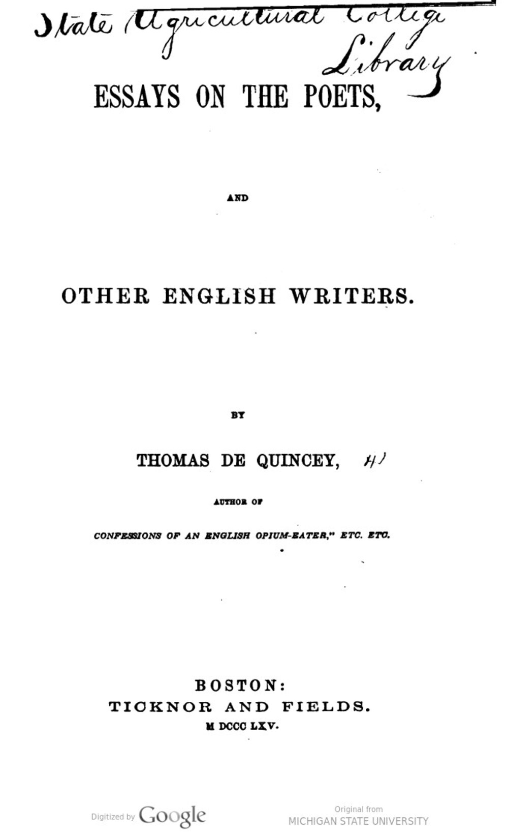 Cover für Essays on the poets