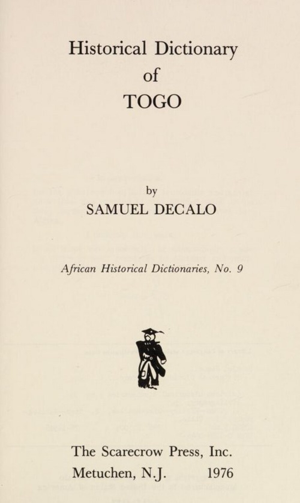Cover für Historical dictionary of Togo