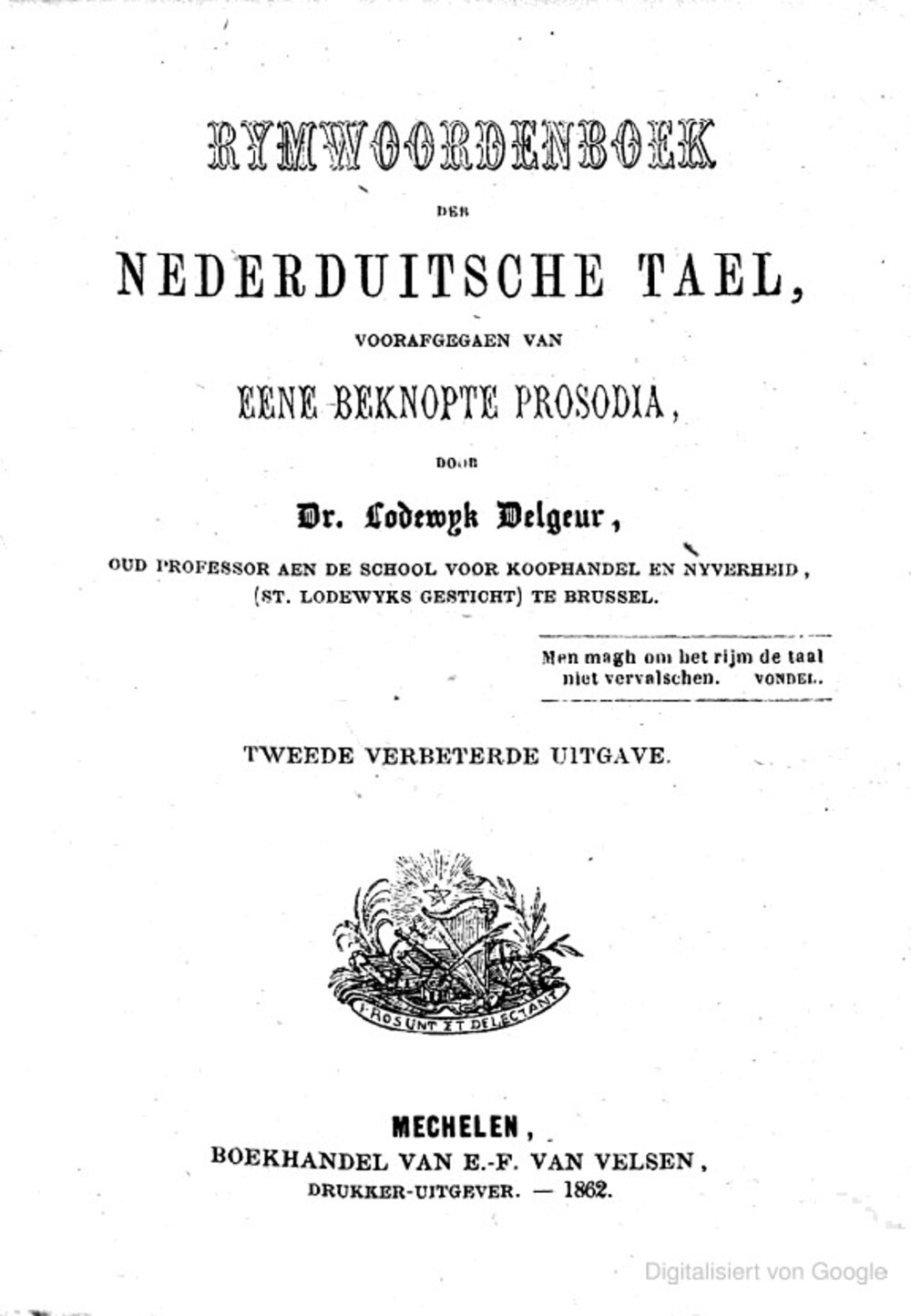 Cover für Rymwoordenboek der nederduitsche tael