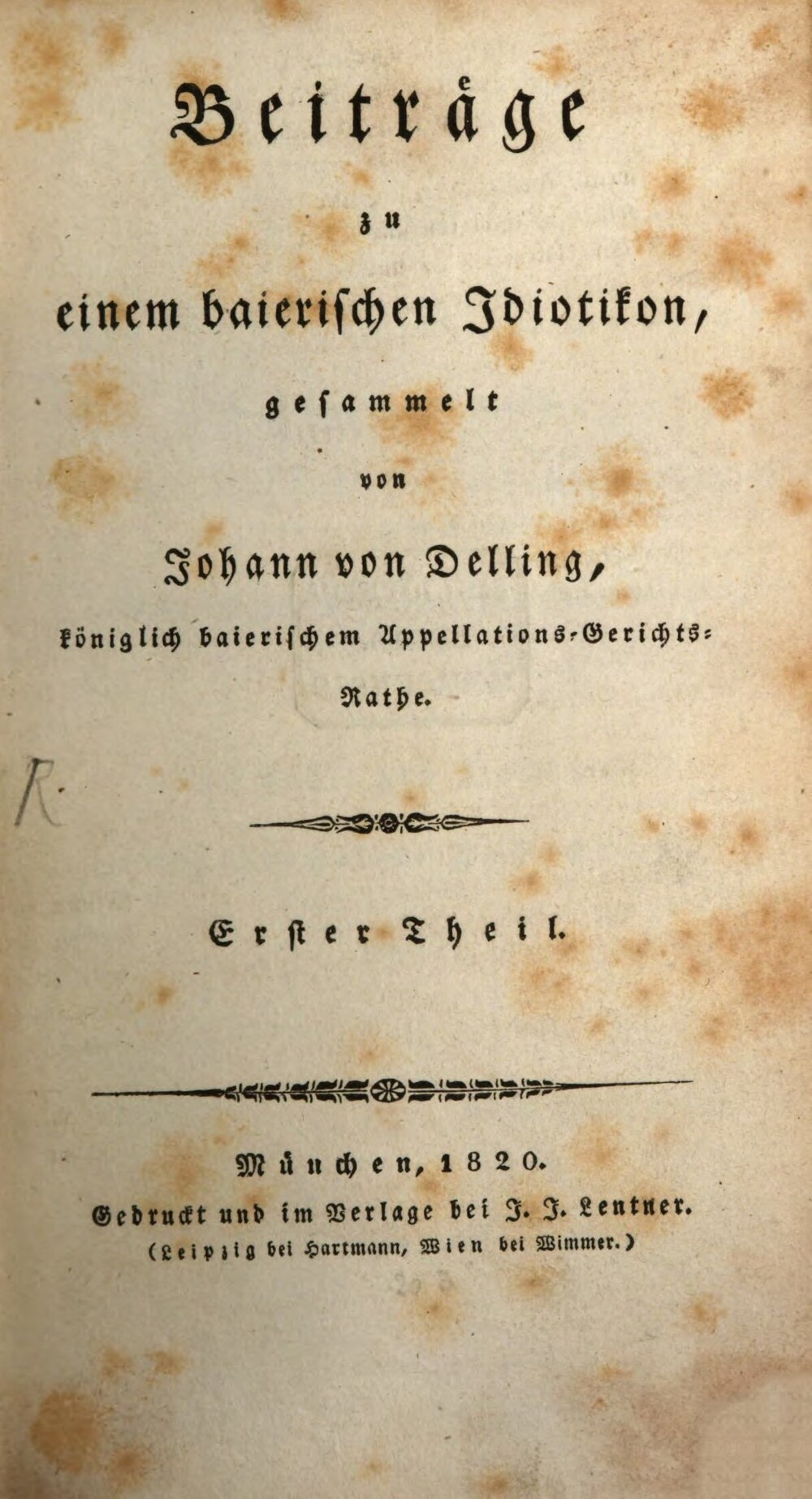 Cover für Beiträge zu einem baierischen Idiotikon
