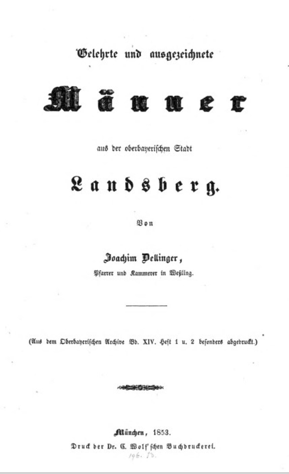 Cover für Gelehrte und ausgezeichnete Männer aus der oberbayerischen Stadt Landsberg