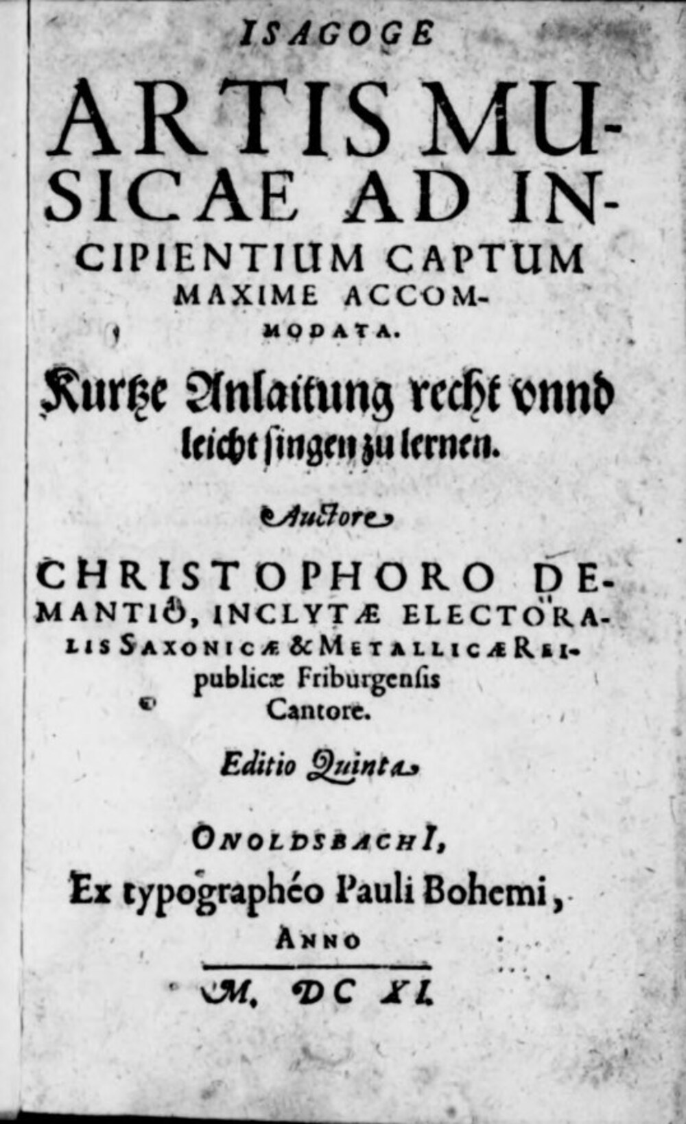 Cover für Isagoge artis musicae ad incipientium captum maxime accommodata